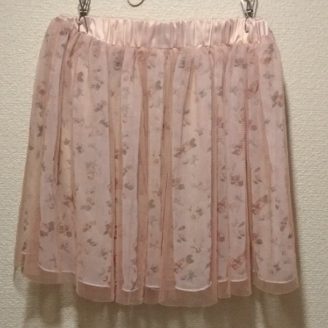 Ank Rouge(アンクルージュ)の良品 アンクルージュ ピンク シフォン プリーツ 花柄 ウエストゴム  スカート レディースのスカート(ミニスカート)の商品写真