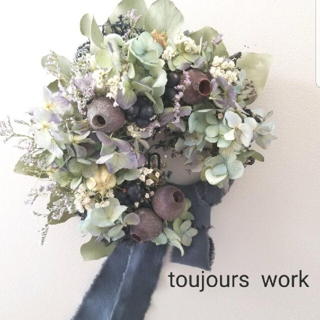 ドライフラワーリース◇summer wreath◇紫陽花◇ベルガムナッツ◇ summer wreath ドライフラワー リース ラベンダー