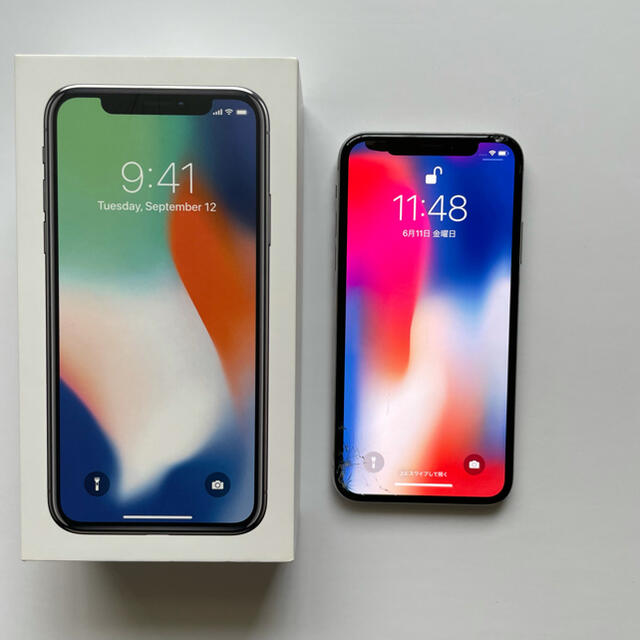 iPhone X 256g simフリー　画面割れ品