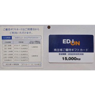 エディオン株主優待券ギフトカード15000円分(ショッピング)