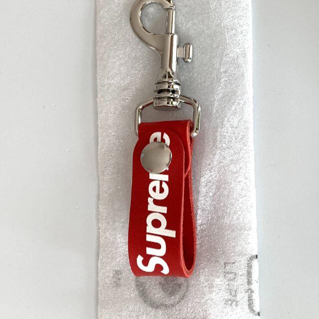 webbing Keychain Red ＆Leather Key Loop