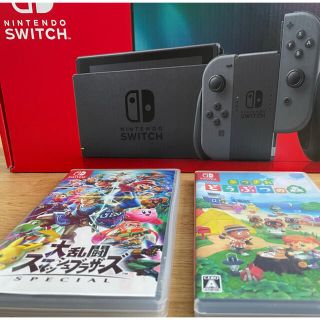 ニンテンドースイッチ(Nintendo Switch)のNintendo switch グレー　中古　あつ森　スマブラ(家庭用ゲームソフト)