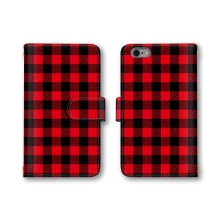 レッド チェック柄 スマホケース 手帳型ケース スマホカバー plaid(スマホケース)