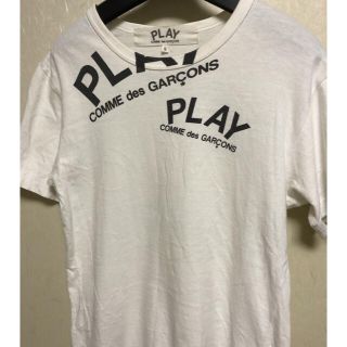 コムデギャルソン(COMME des GARCONS)のCOMME des GARCONS  PLAYのロゴ入りTシャツ ホワイト　S(Tシャツ/カットソー(半袖/袖なし))