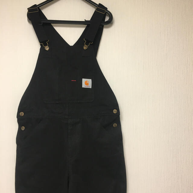 carhartt(カーハート)のカーハート　ダブリューアイピー　オーバーオール　サロペット　ブラック　美品　古着 メンズのパンツ(サロペット/オーバーオール)の商品写真