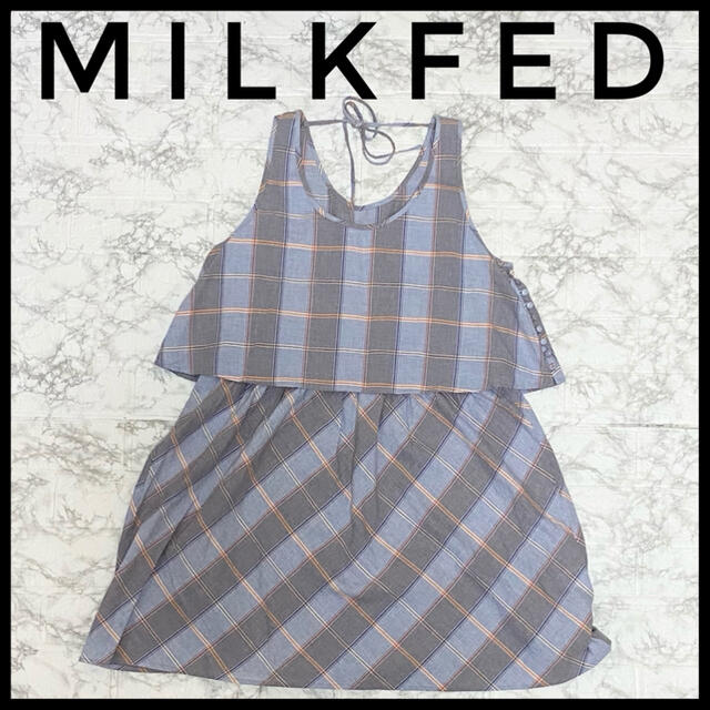 MILKFED.(ミルクフェド)のMILK FED レディースチェックチュニック　Sサイズ　バックリボン レディースのトップス(チュニック)の商品写真