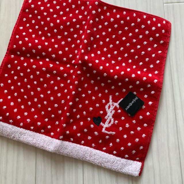Saint Laurent - 【新品】イヴサンローラン タオルハンカチ 赤ドットの