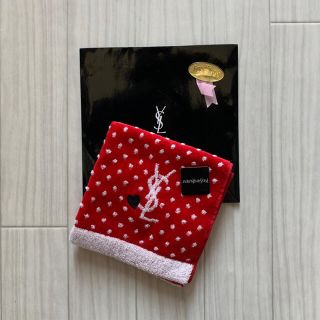 Saint Laurent - 【新品】イヴサンローラン タオルハンカチ 赤ドットの