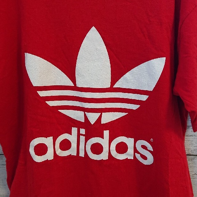 adidas(アディダス)の最終値下(希少)90s 両面ビッグトレフォイル プリント USA製造 メンズのトップス(Tシャツ/カットソー(半袖/袖なし))の商品写真