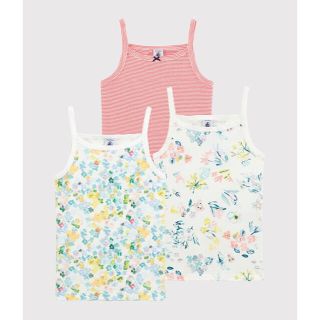 プチバトー(PETIT BATEAU)の新品未使用　プチバトー  10a プリントキャミソール３枚組　花柄／ミラレ柄(下着)