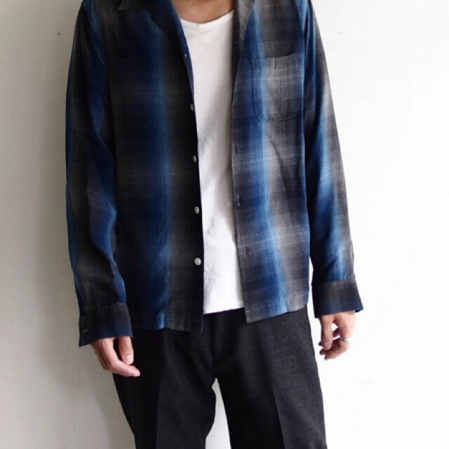 60'S OMBRAY CHECK OPEN COLLAR SHIRTS 2