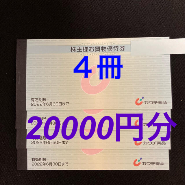 カワチ薬品　株主優待　20000円分優待券/割引券