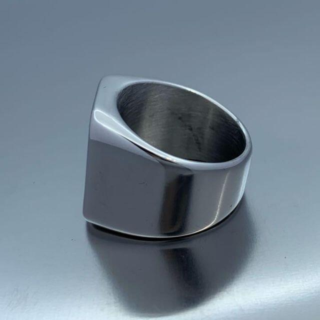メンズ　シグネットリング　シルバー　チタン　鏡面加工　スクエア　18号 メンズのアクセサリー(リング(指輪))の商品写真