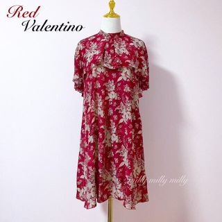 レッドヴァレンティノ(RED VALENTINO)の【RED VALENTINO】2019FloralTapestryシルクドレス(ひざ丈ワンピース)