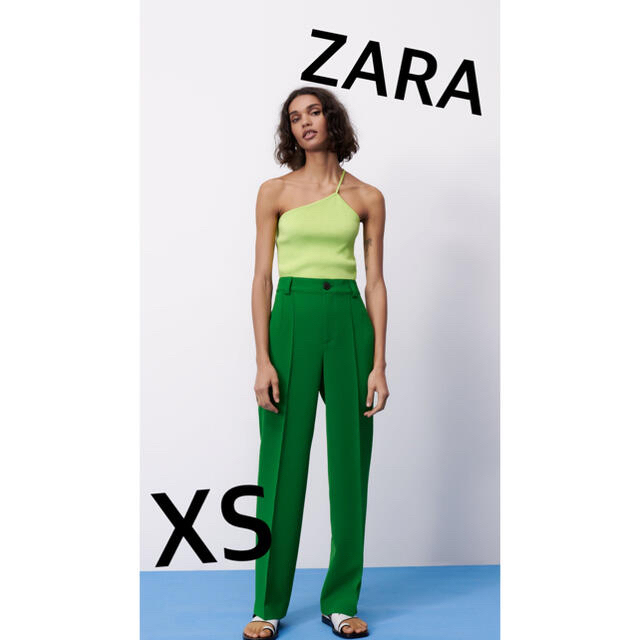 ZARA(ザラ)のZARA フルレングスパンツ　グリーンセンタープレス レディースのパンツ(カジュアルパンツ)の商品写真