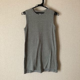 ユニクロ(UNIQLO)のUNIQLO リブ ワンピース グレー ノースリーブ　チュニック(チュニック)