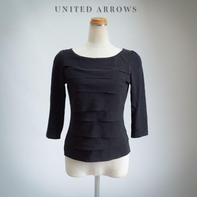 UNITED ARROWS(ユナイテッドアローズ)のUNITED ARROWS ユナイテッドアローズ カットソー トップス 黒 レディースのトップス(カットソー(長袖/七分))の商品写真