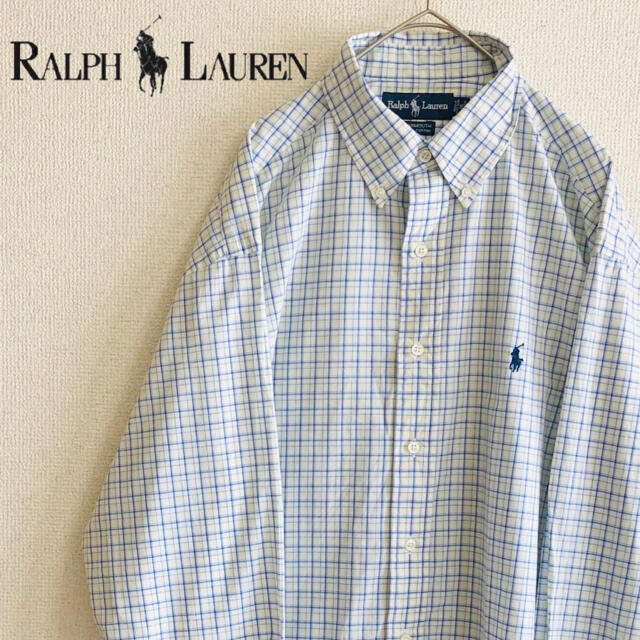 90s ラルフローレン BDシャツ 刺繍ロゴ チェックシャツ L メンズ