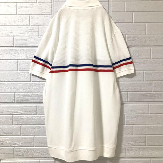 ☆フランス製☆ ラコステ ポロシャツ 半袖 白 ワンポイント トリコロールカラー