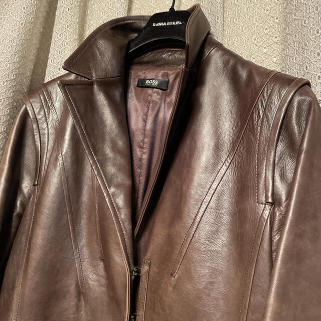 HUGO BOSS - お洒落なヒューゴボスの革のコート calfskinの通販 HUGO BOSS - お洒落なヒューゴボスの革のコート calfskinの通販