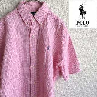 ポロラルフローレン(POLO RALPH LAUREN)のPOLO RALPHLAUREN リネン　半袖　ギンガムチェック　シャツ　ピンク(シャツ)