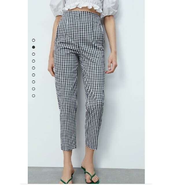 今期完売　ZARA ハイライズギンガムチェックパンツ