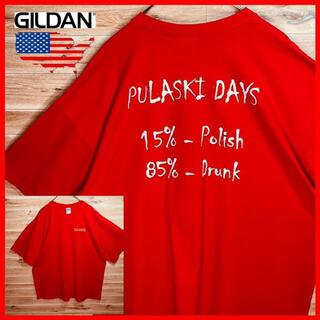 【ビッグシルエット】GILDANギルダンtシャツ半袖2XL赤ビンテージUSA古着(Tシャツ/カットソー(半袖/袖なし))