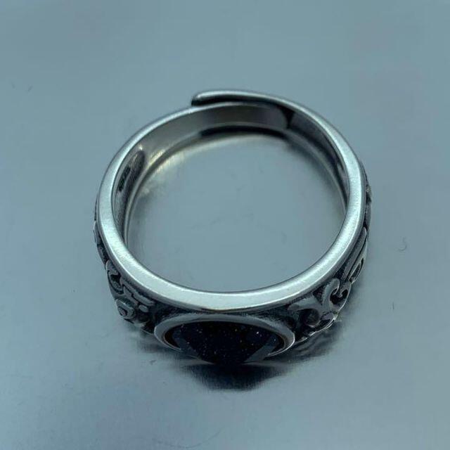 メンズ　レディース　リング　黒紫　瑪瑙　メノウ　シルバー９２５　オープンリング メンズのアクセサリー(リング(指輪))の商品写真