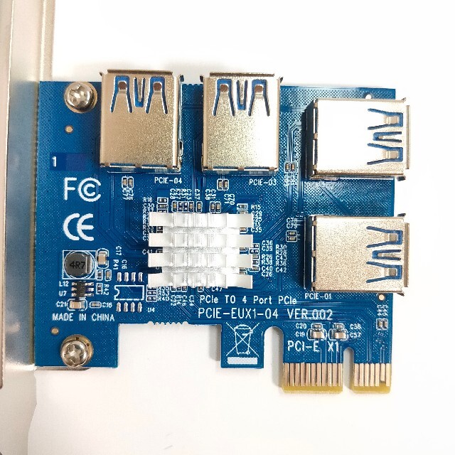 【新品】PCI-E ４分岐 ライザーケーブル接続カード