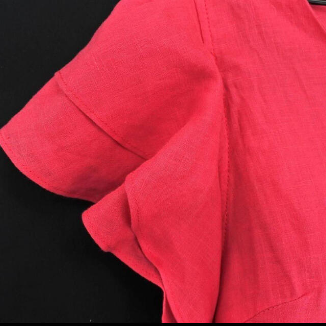FRAY I.D(フレイアイディー)のネFRAY I.D リネン100% フレア袖 ブラウス size0/赤  レディースのトップス(シャツ/ブラウス(半袖/袖なし))の商品写真