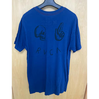 ルーカ(RVCA)のRVCA （ルーカ）Tシャツ　バックプリント　スカル　ブルー　ポケット付き(Tシャツ/カットソー(半袖/袖なし))