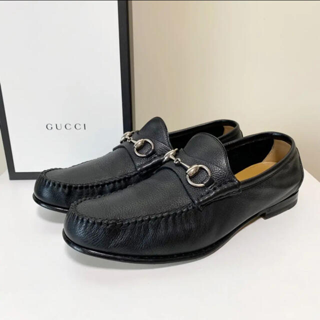 Gucci - ☆良品 グッチ GUCCI シボ革 ビット ローファー シューズ 黒