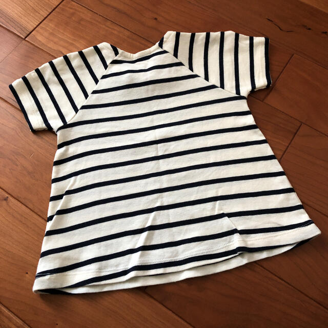 PETIT BATEAU(プチバトー)のプチバトー　マリニエール　リボン付き　半袖プルオーバー　24m 86cm キッズ/ベビー/マタニティのキッズ服女の子用(90cm~)(Tシャツ/カットソー)の商品写真