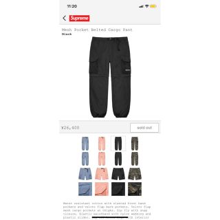 シュプリーム(Supreme)のsupreme Mesh Pocket Belted Cargo Pant(ワークパンツ/カーゴパンツ)