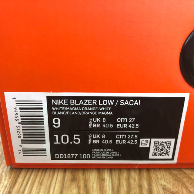 NIKE(ナイキ)のNIKE x sacai ブレーザー LOW  ナイキ×サカイ 27cm メンズの靴/シューズ(スニーカー)の商品写真