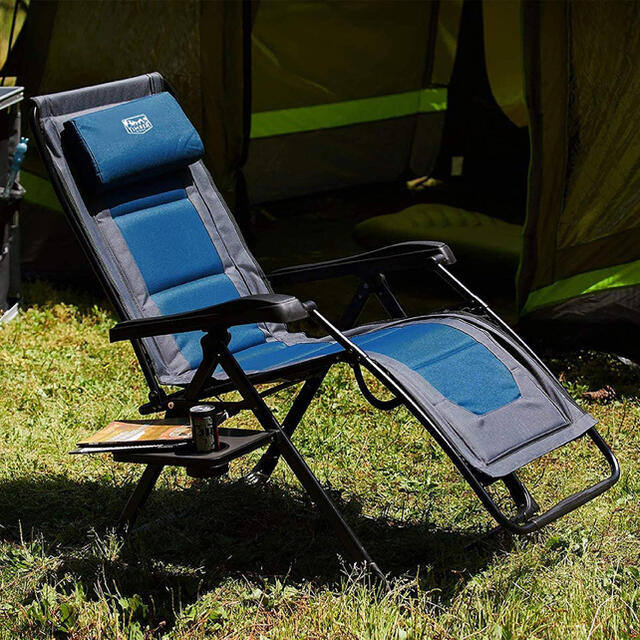 ブルー野外チェアー　キャンプ用品　椅子