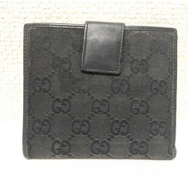 Gucci(グッチ)のGUCCIグッチGG柄　キャンバス　レザー　ブラック二つ折り財布 メンズのファッション小物(折り財布)の商品写真