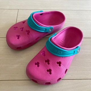 クロックス(crocs)の【中古】クロックス　20-22cm ミッキー　ピンク(サンダル)