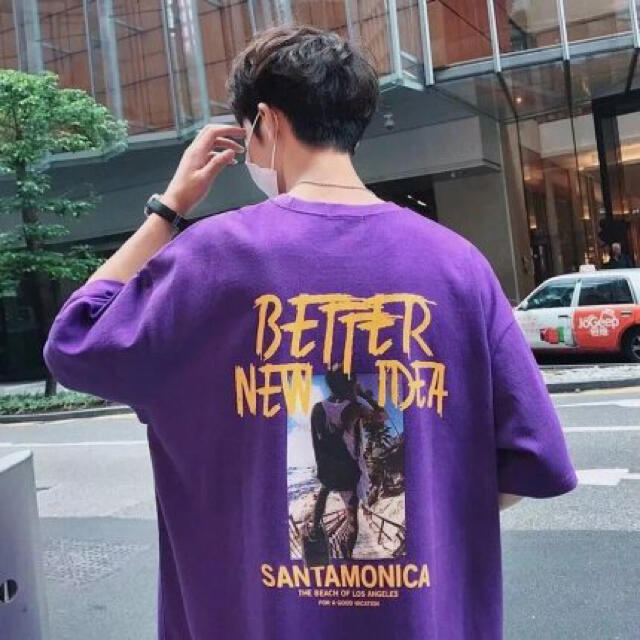 【2021夏新作】韓国　BETTER オーバーサイズ　カラーTシャツ　パープル メンズのトップス(Tシャツ/カットソー(半袖/袖なし))の商品写真