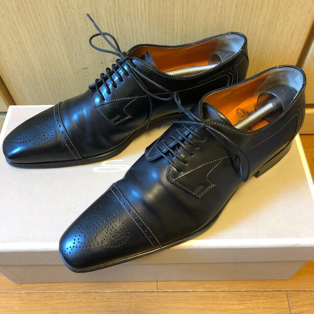 伊製 Santoni サントーニ 刺繍入りメダリオントゥドレスシューズ