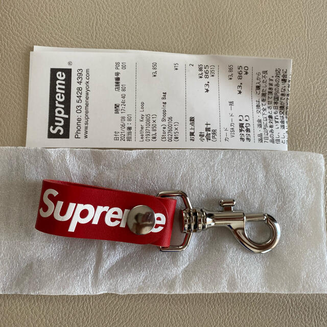 新品 supreme leather key loop レザー キーループ 赤 キーホルダー