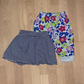 ユニクロ(UNIQLO)のキッズ 女の子 ボーダースカート&花柄パンツ 120㎝(スカート)