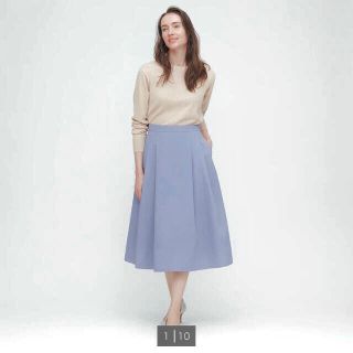 ユニクロ(UNIQLO)のドライストレッチタックフレアスカート(ひざ丈スカート)