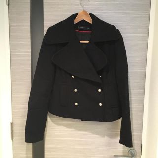 ザラ(ZARA)のZARA  ショート丈 ピーコート 黒(ピーコート)