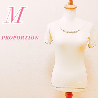 プロポーション(PROPORTION)のPROPORTION プロポーション　半袖ニット きれいめ ビジュー付き(ニット/セーター)