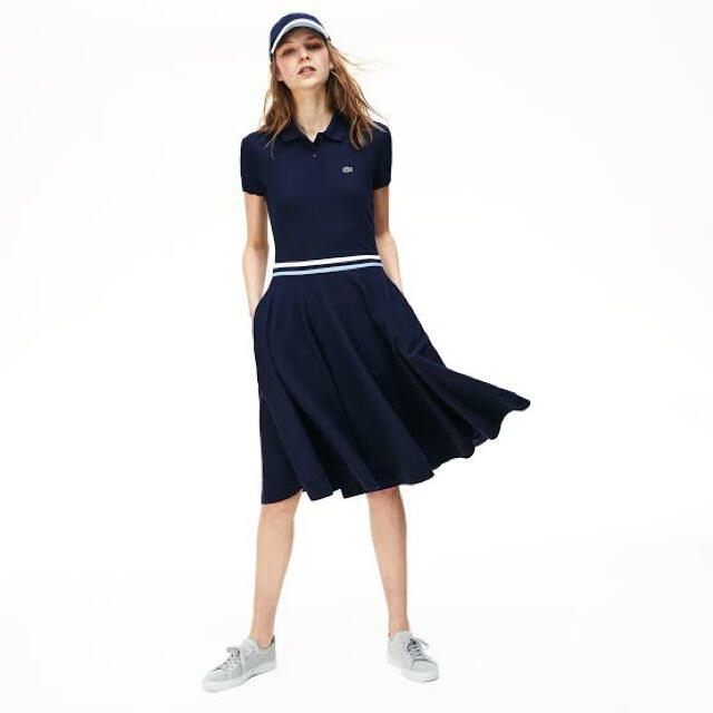 LACOSTE(ラコステ)の『MADE IN FRANCE』フレアポロシャツワンピース　ネイビー レディースのワンピース(ひざ丈ワンピース)の商品写真