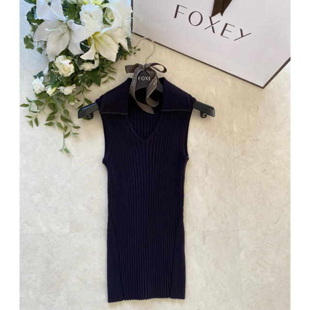 FOXEY(フォクシー)の【美品】2020年商品♢﻿FOXEY♢﻿ニットVシック トップス♢﻿ レディースのトップス(カットソー(半袖/袖なし))の商品写真