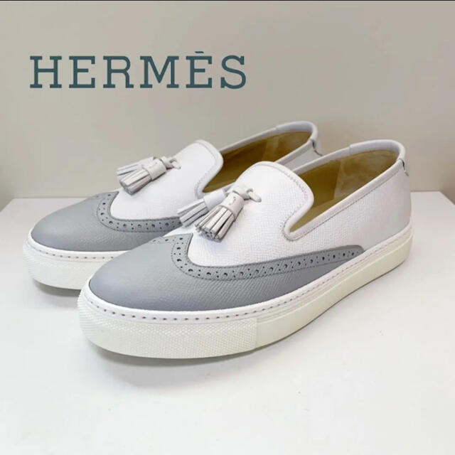 ☆美品 エルメス HERMES ウイングチップ タッセル スリッポン シューズ