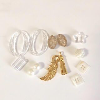 ビーズ・パーツアソート　クリア系(各種パーツ)