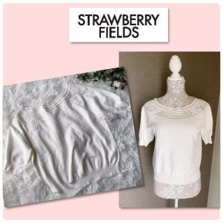 ストロベリーフィールズ(STRAWBERRY-FIELDS)の♡ストロベリーフィールズ　フラワーモチーフニットカットソー♡半袖(カットソー(半袖/袖なし))